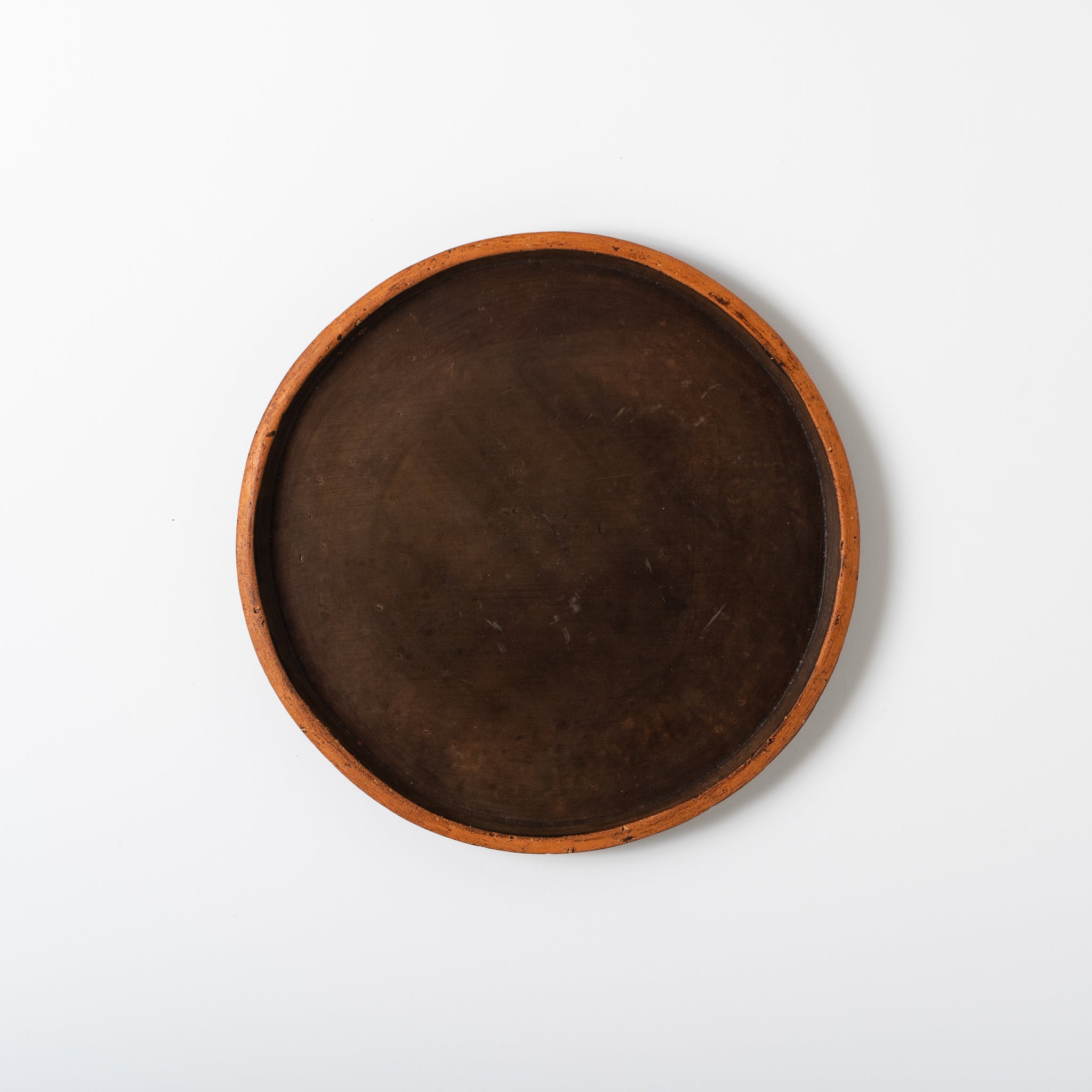 Red Clay and Pig's Blood Glaze Flat Plate 6 inches [C] | Nobuko Konno 