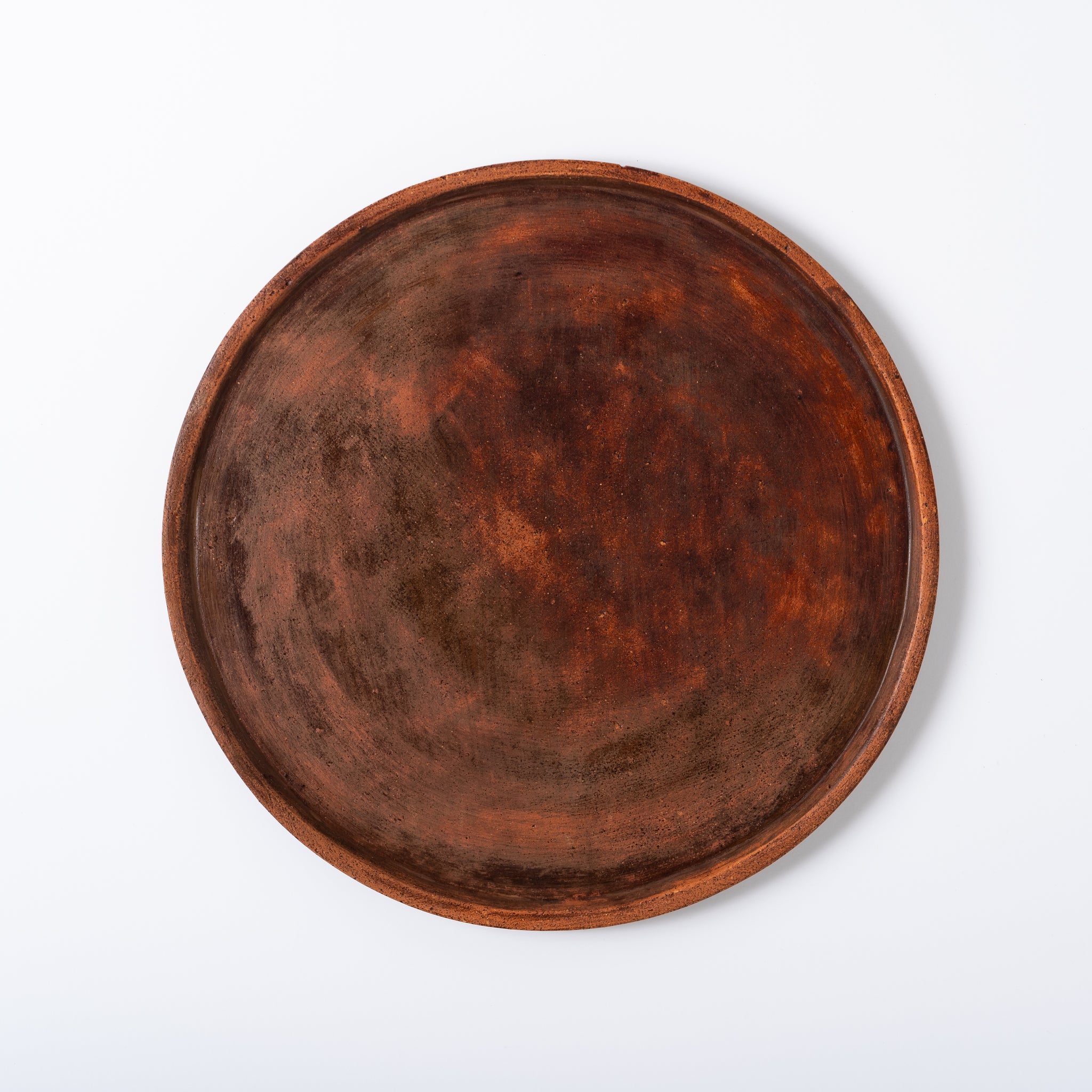 Red Clay and Pig's Blood Glaze Flat Plate 9 inches [B] | Nobuko Konno 