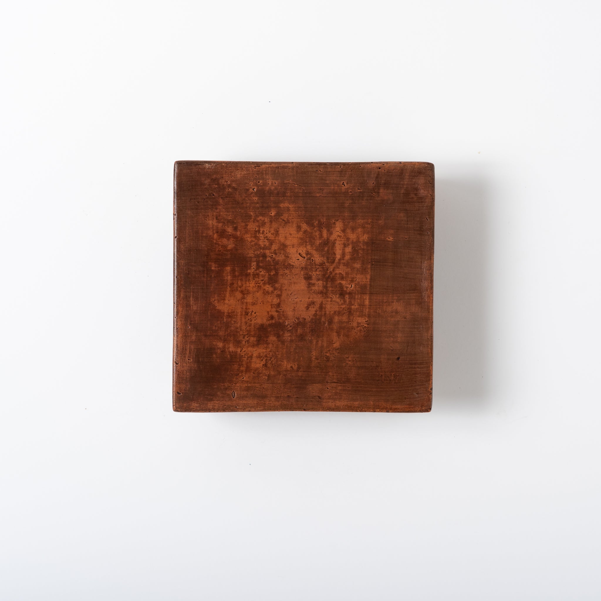 Red Clay and Pig's Blood Glaze Square Plate  [B] | Nobuko Konno
