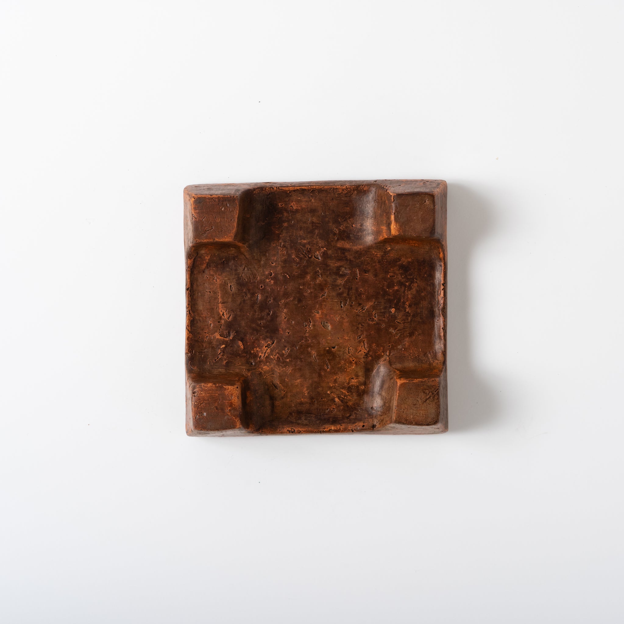 Red Clay and Pig's Blood Glaze Square Plate  [A] | Nobuko Konno
