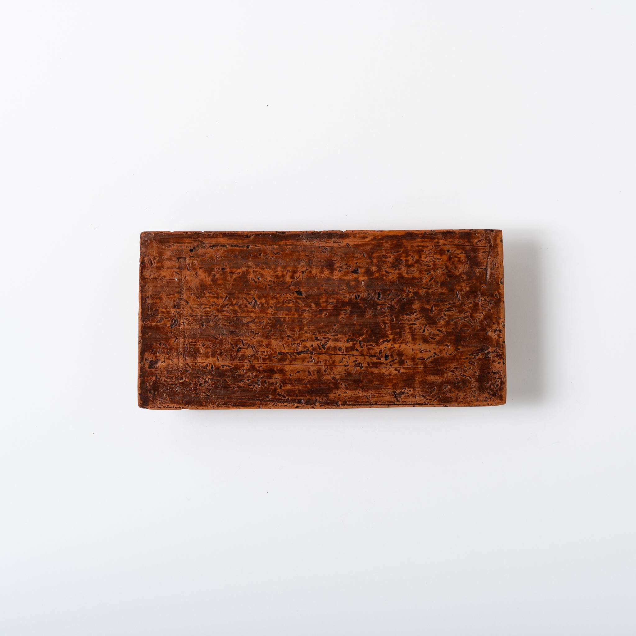 Red Clay and Pig's Blood Glaze Long Plate [A] | Nobuko Konno 