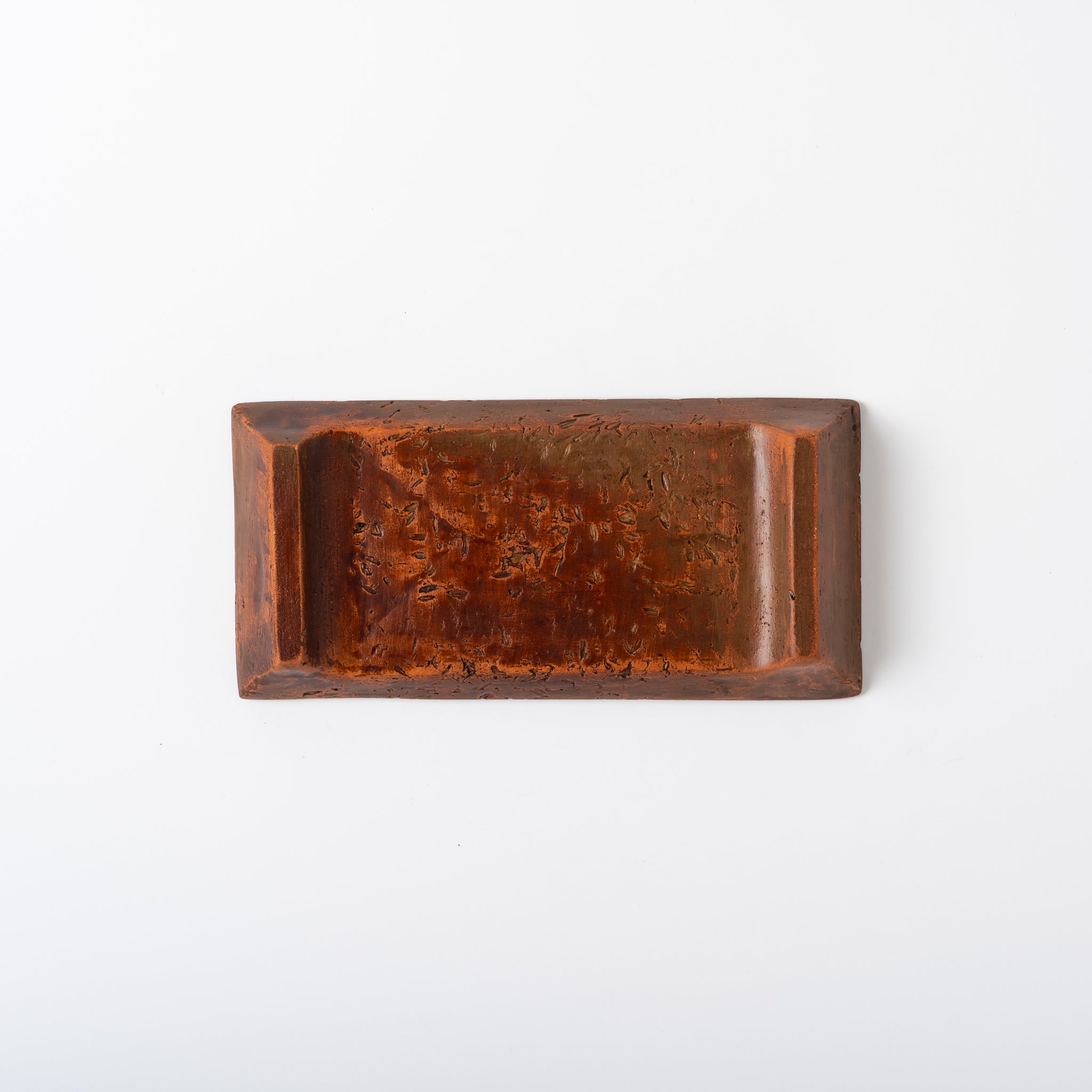 Red Clay and Pig's Blood Glaze Long Plate [C] | Nobuko Konno 