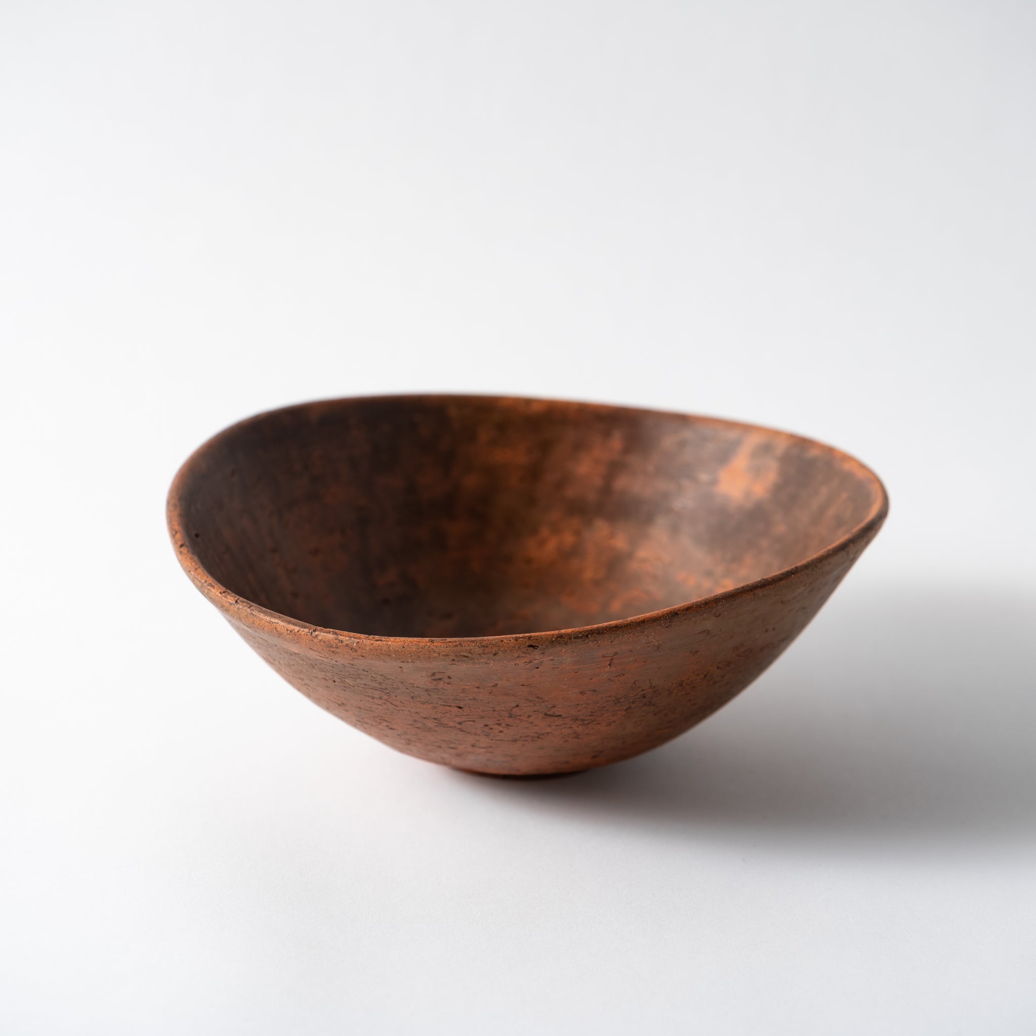 Red Clay and Pig's Blood Glaze Oval Bowl [B] | Nobuko Konno 