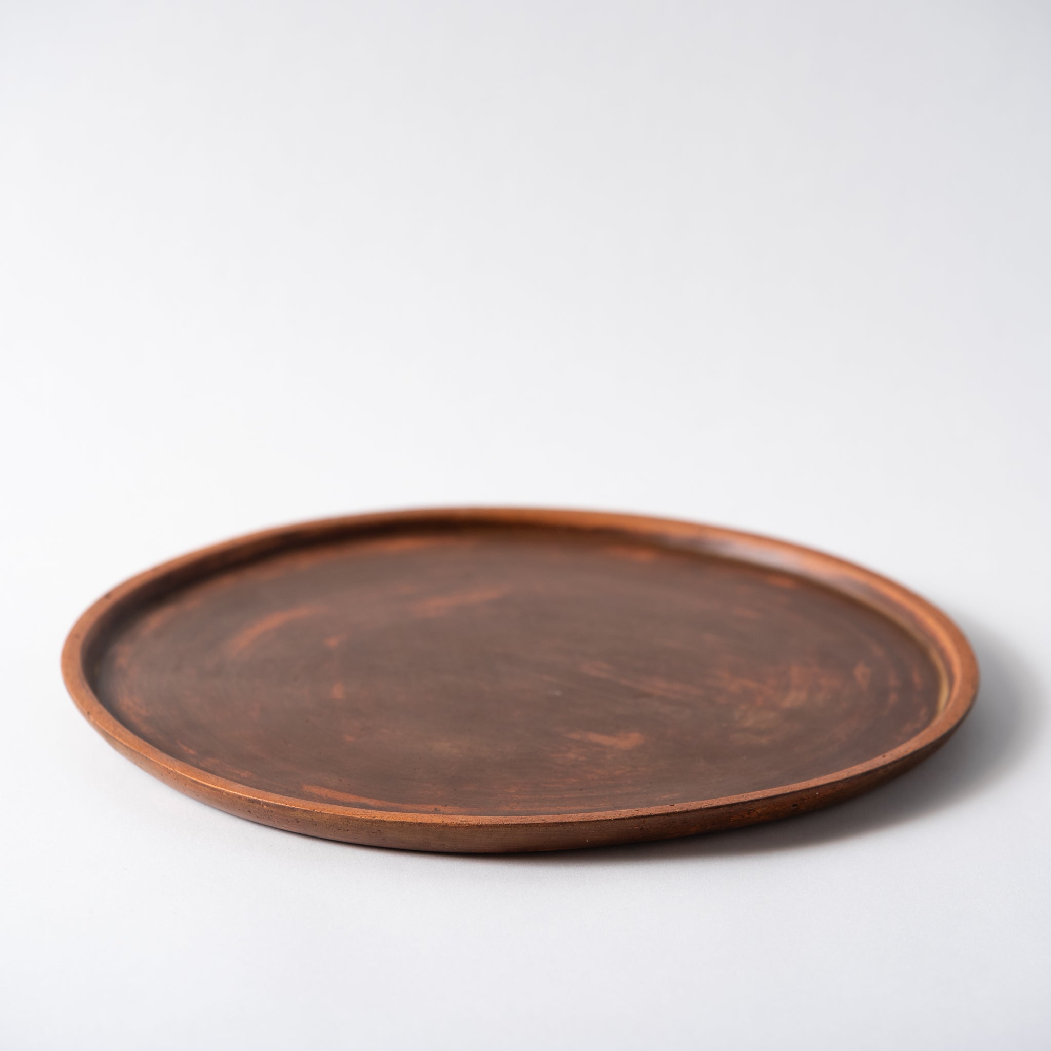 Red Clay and Pig's Blood Glaze Flat Plate 9 inches [A] | Nobuko Konno 