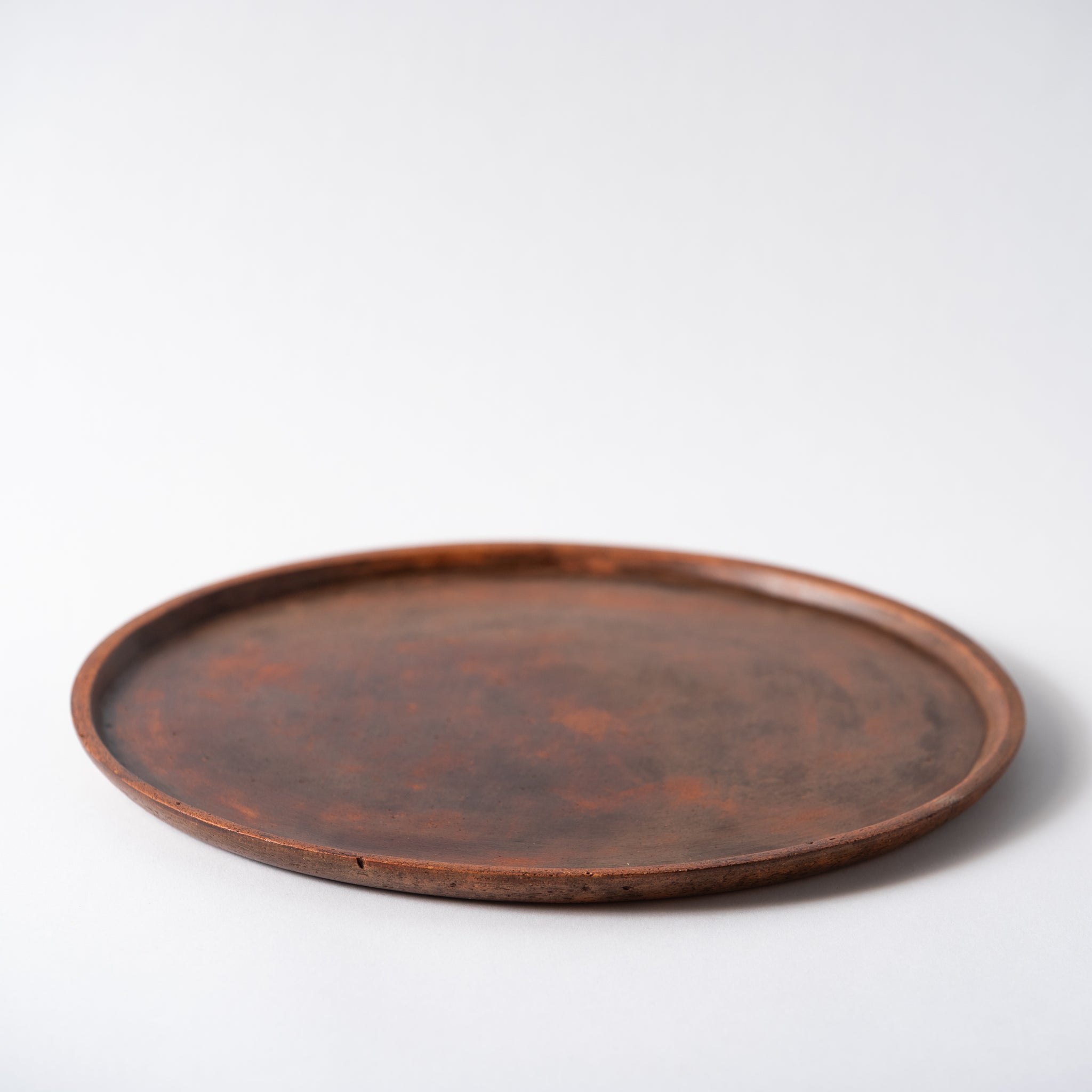 Red Clay and Pig's Blood Glaze Flat Plate 9 inches [B] | Nobuko Konno 