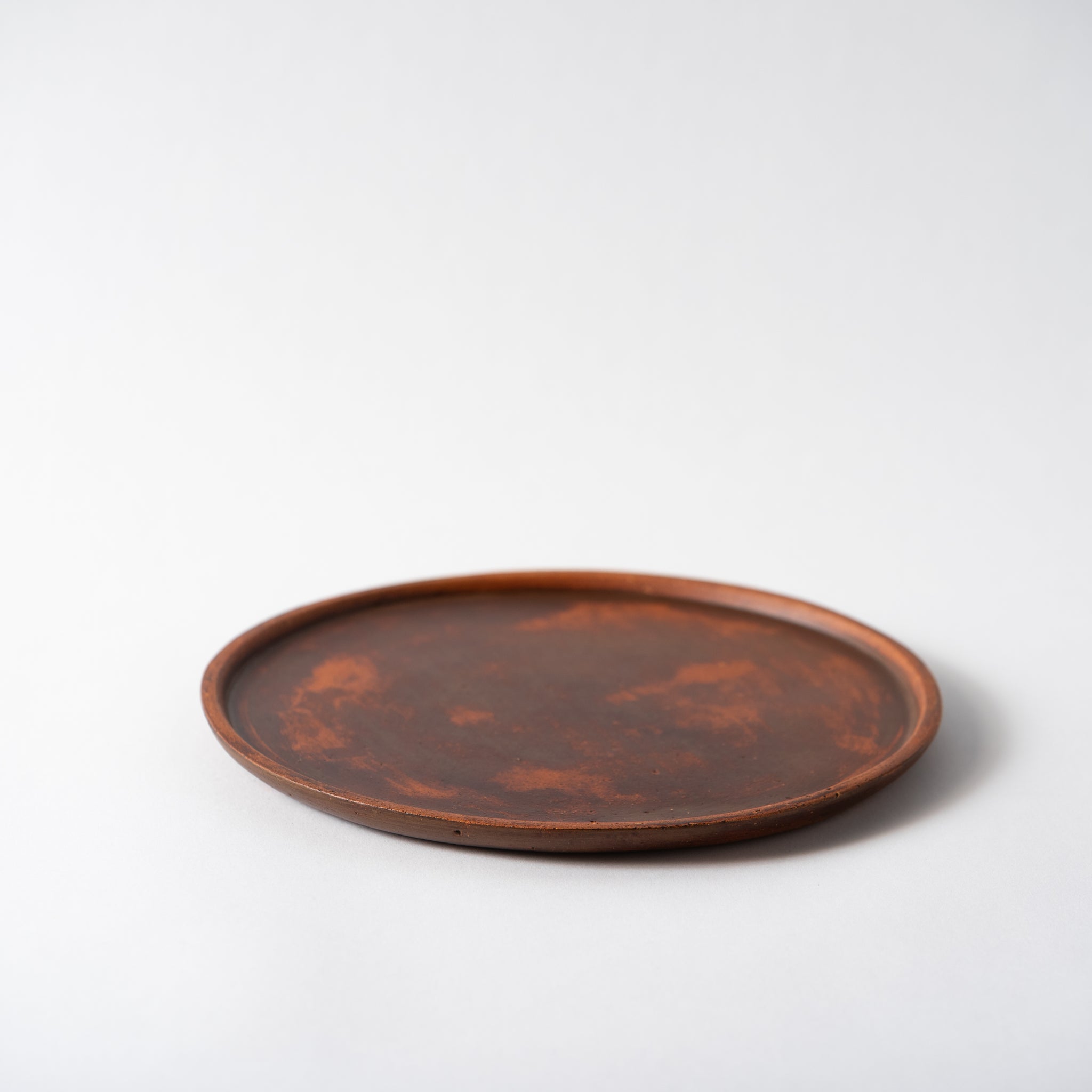 Red Clay and Pig's Blood Glaze Flat Plate 6 inches [B] | Nobuko Konno 