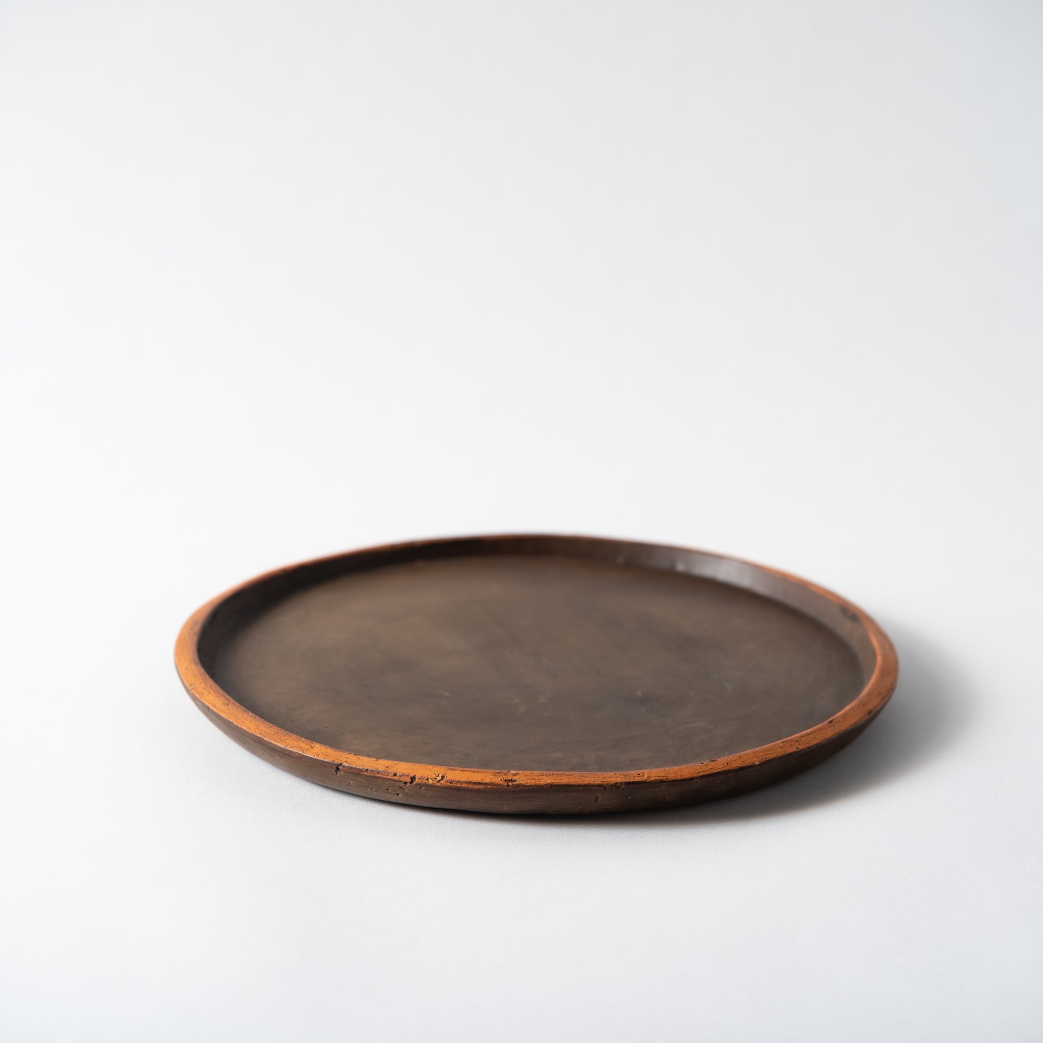 Red Clay and Pig's Blood Glaze Flat Plate 6 inches [C] | Nobuko Konno 